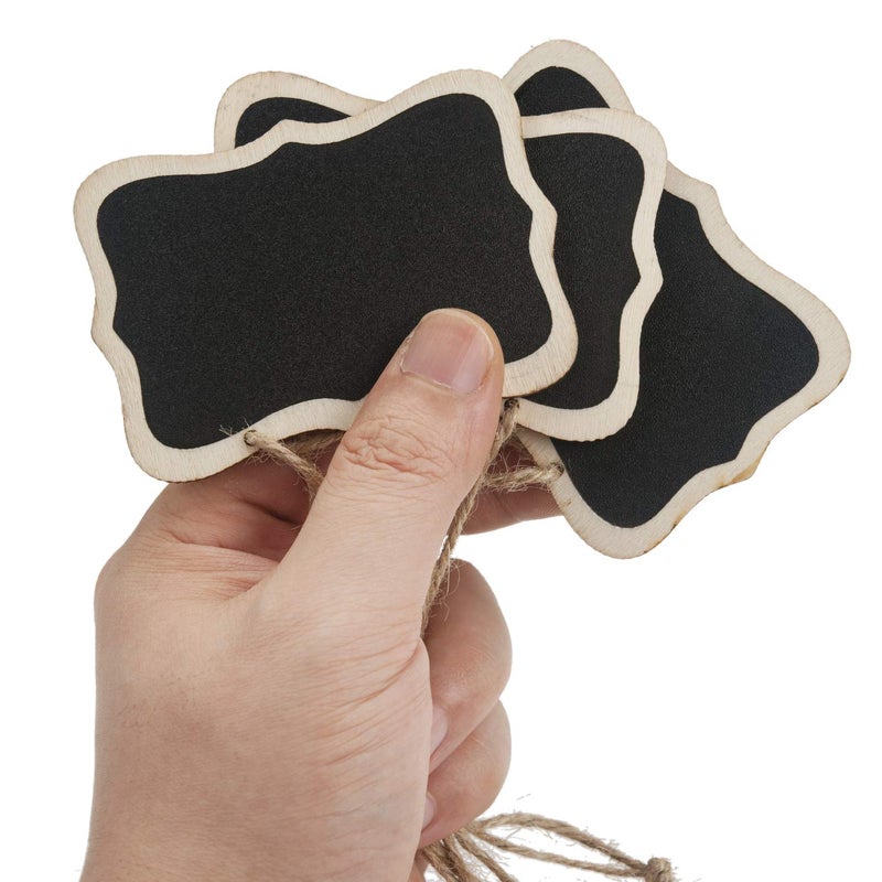 ONUPGO 20 Pack Mini Chalkboard Tags with Liquid Chalk Marker, Erasable Wooden Chalkboard Signs with Hanging String, Price Tags, Message Tags for Wedding Decor, Party Buffet Display, Place Cards - Image 3